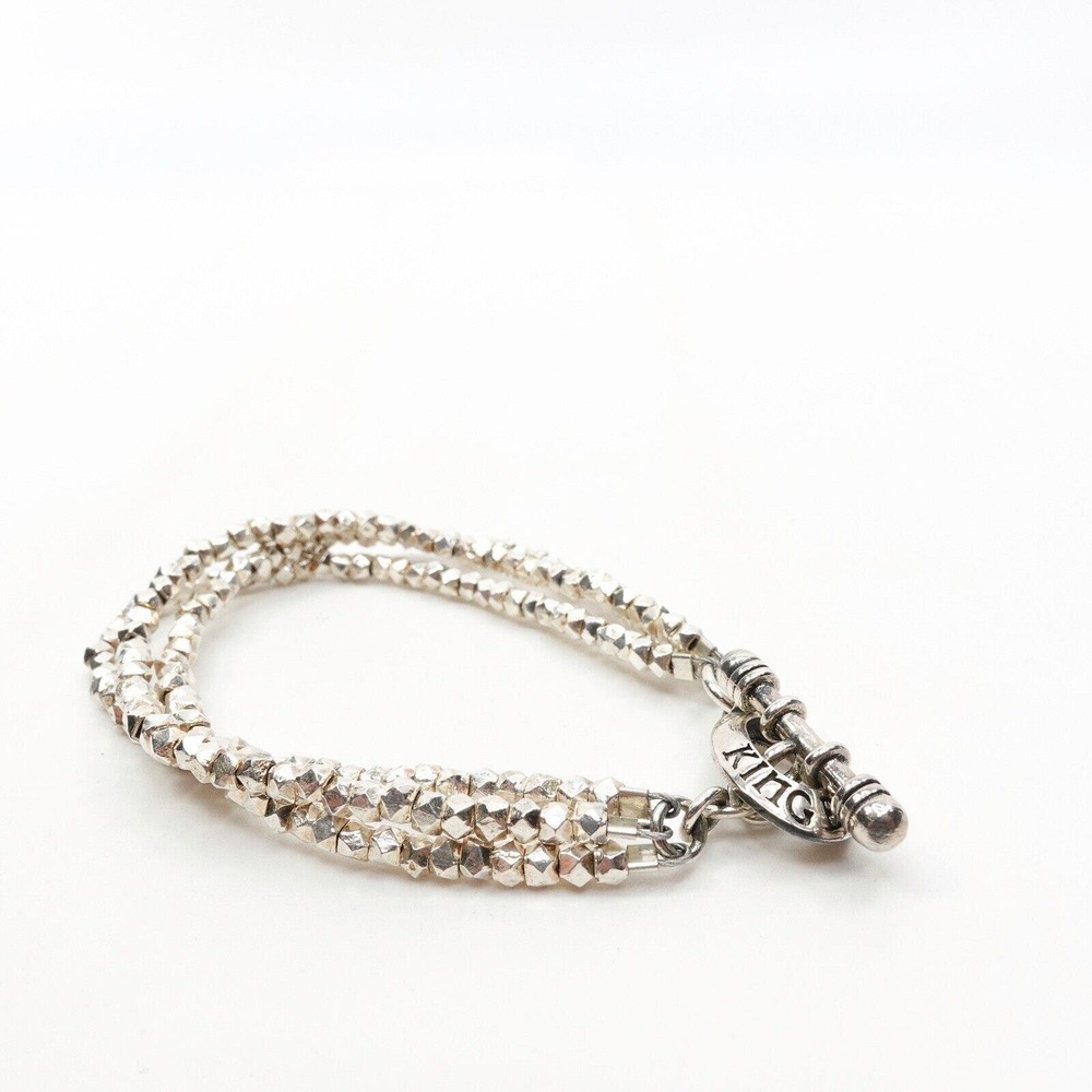 King Baby Studios 3 Strand Sliver Bracelet With Mini Toggle Clasp Silver .925